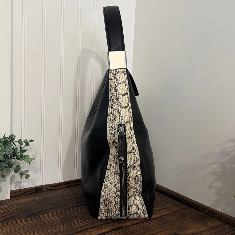 NWT Elegant Alfani Black and Snakeskin Women's Hobo Bag